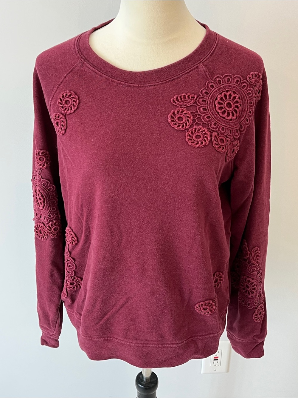 Westbound Burgundy Crewneck with Floral designs